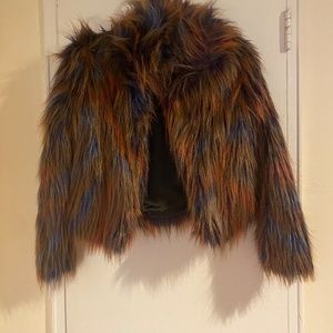 ASOS Petite Multicolor Faux Fur Jacket